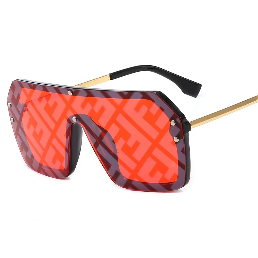 Oversized Fashion Sunglasses Designer‎ Inspired Shield UV Protection Trendy Red